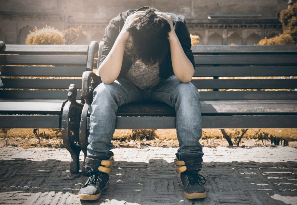 man sitting on a bench